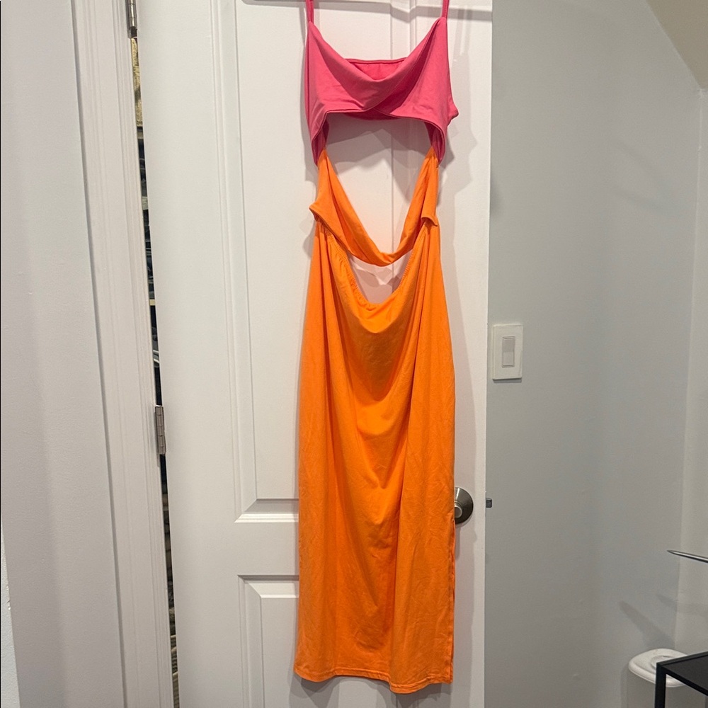 Pink and Orange Sleeveless Dress